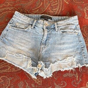 Guess Light Blue Frayed Jean Shorts